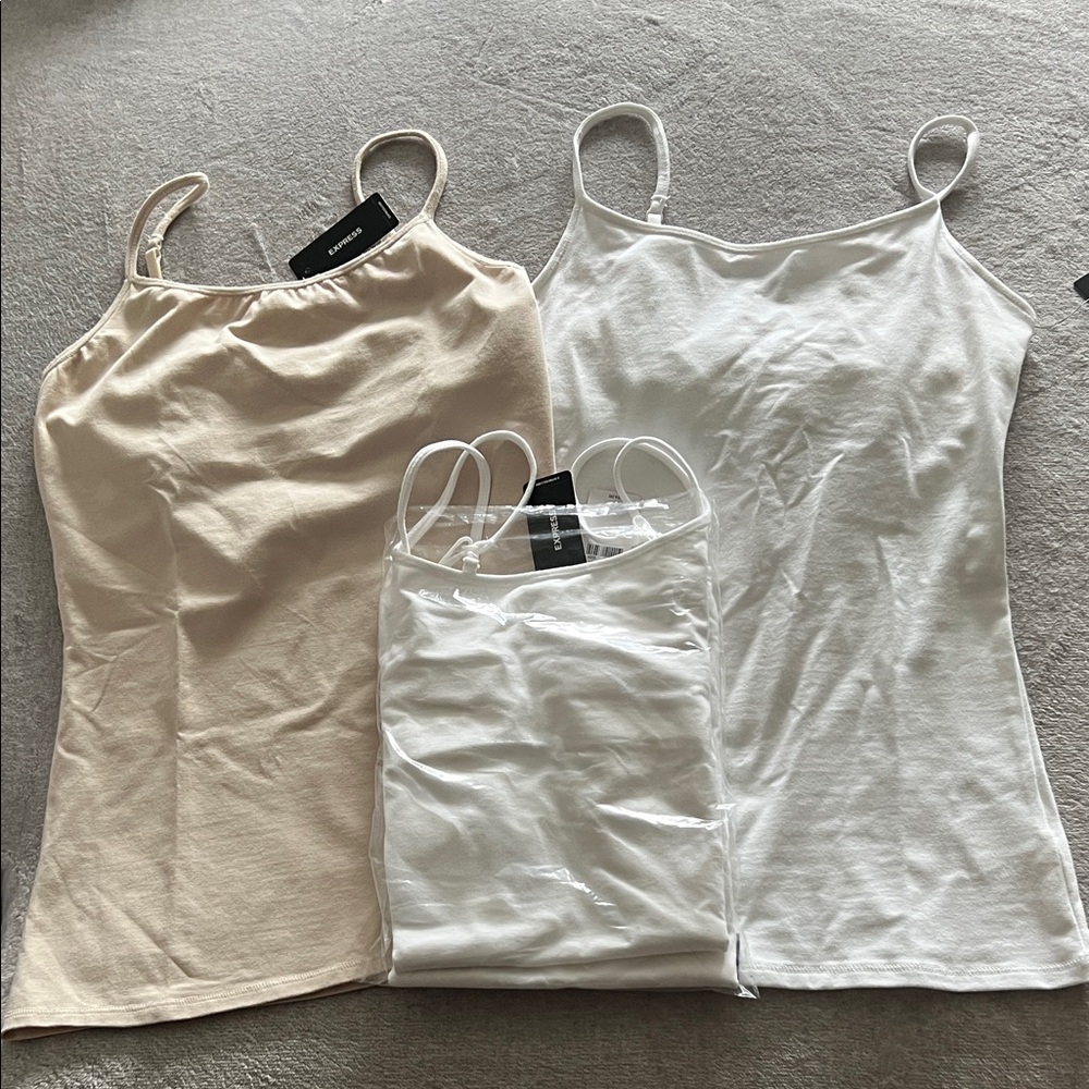 Express Women's Tank Tops in sands and White-4 pieces